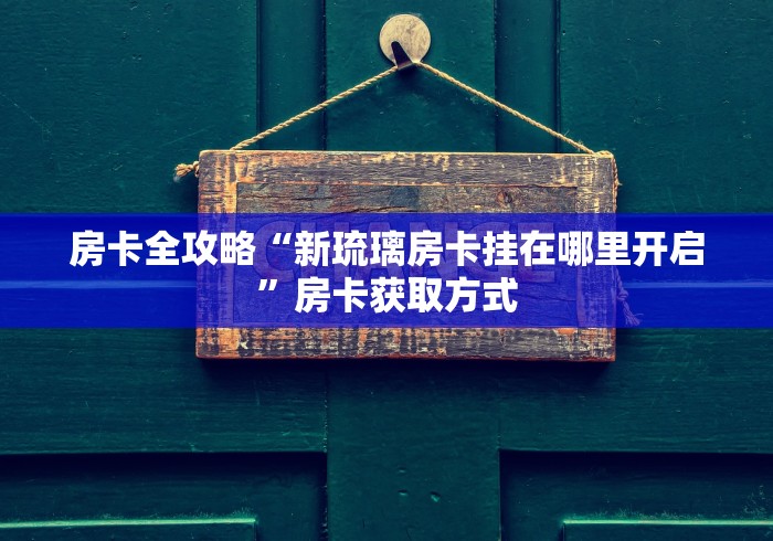 房卡全攻略“新琉璃房卡挂在哪里开启”房卡获取方式